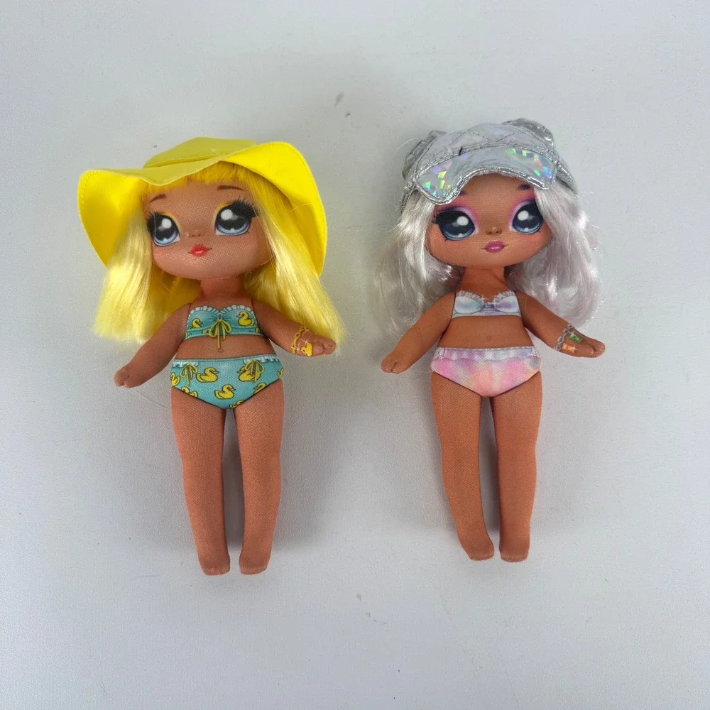 MGA Na Na Na Surprise Dolls Set of 2 Beach Swimsuit Yellow Teal Silver Tie Dye